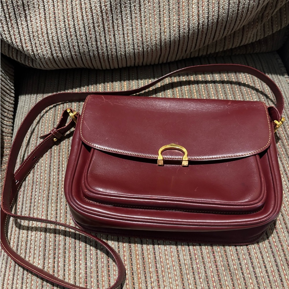 Cartier Burgundy Crossbody Bag with Gold Accents